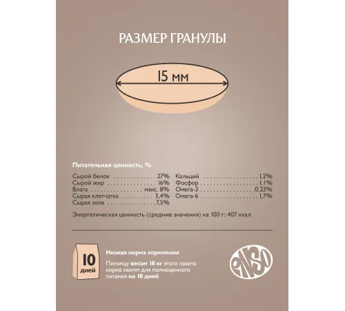 ENSO Dog Formula Monoprotein Adult Medium & Large Breed (Индейка), 800 г
