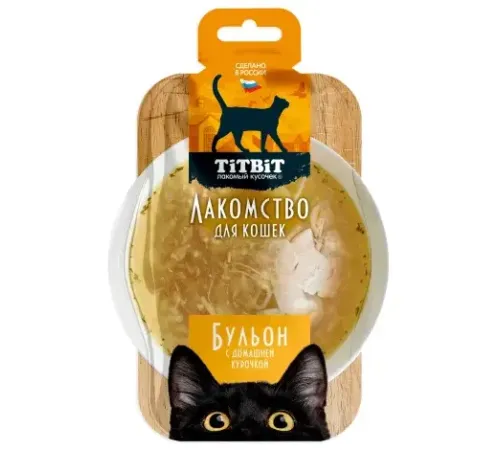 ТИТБИТ Лакомство Бульон с домашней курочкой, 55 г