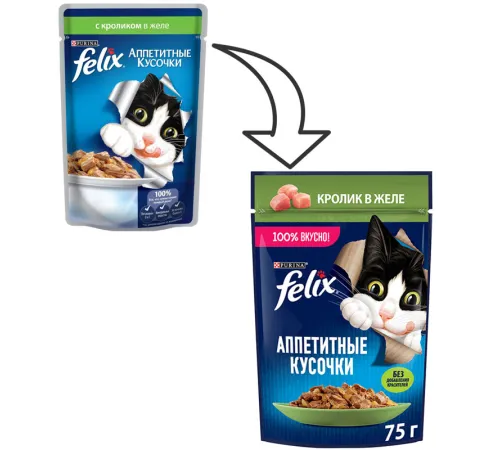 Felix Аппетитные кусочки для кошек (Кролик в желе), 75 г