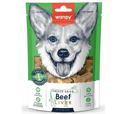 Wanpy Dog Сублимированное лакомство Говядина и печень, 40 г