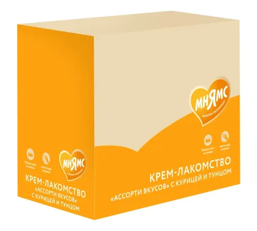 Мнямс Крем-лакомство Ассорти вкусов с курицей и тунцом, 15 г х 60 шт