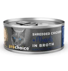 Prochoice Deluxe Shredded Курица и мидии в бульоне для кошек, 70 г