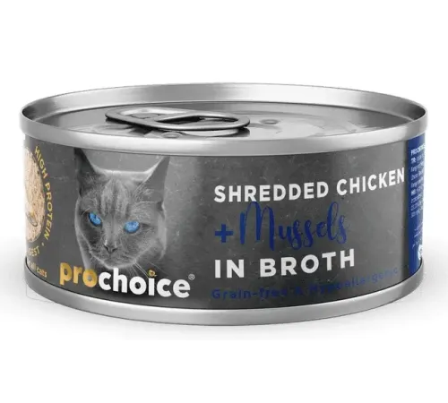 Prochoice Deluxe Shredded Курица и мидии в бульоне для кошек, 70 г