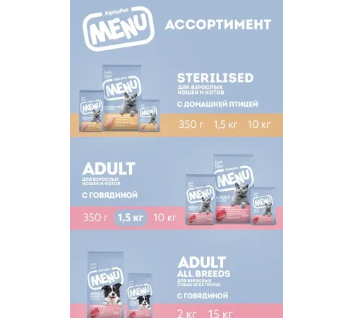 AlphaPet Menu Cat Adult (Говядина), 350 г