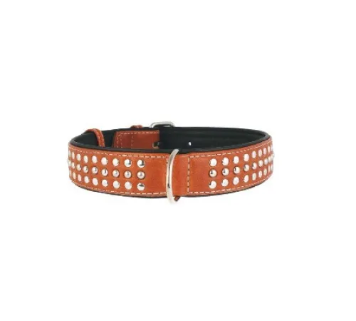 Collar Soft с металлическими украшениями LBrown 35 мм, 46-60 см