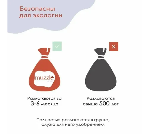 Muzzle Крахмальные пакеты для выгула собак, 6 рулонов х 15 пакетов
