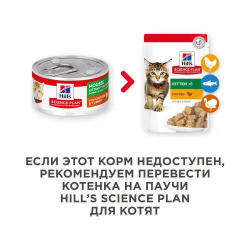 Hill's Science Plan Влажный корм для котят для здорового роста и развития (курица и индейка) 82 г