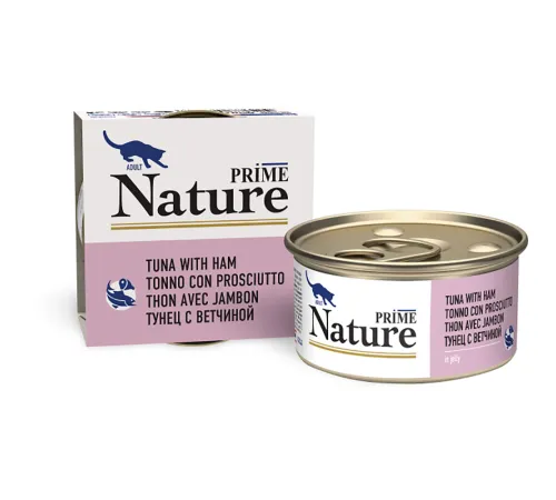 Prime Nature Консервы (Тунец с ветчиной в желе) для кошек, 85 г