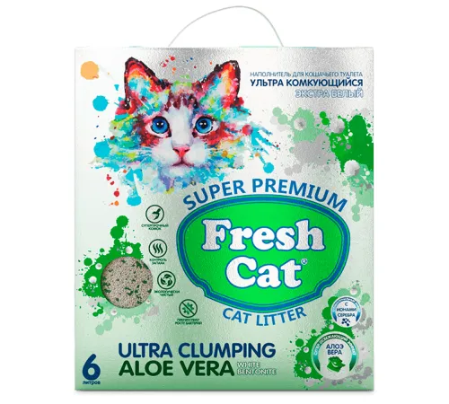 Fresh Cat Комкующийся наполнитель Алоэ вера, 6 л
