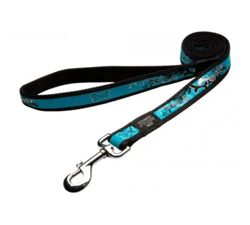 Поводок Rogz Fancy Dress Turquoise Chrome M 16 мм/1,8 м