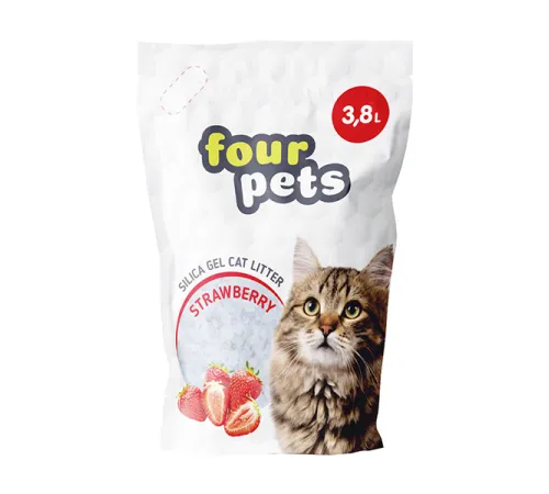 FOUR PETS силикагелевый наполнитель (клубника) 3,8 л