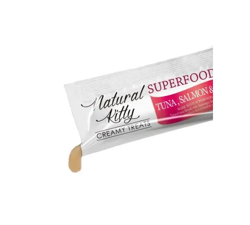 Natural Kitty Superfood Blend Крем-суп (Тунец, лосось и клюква), 12 г х 4 шт (упаковка)