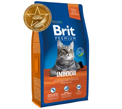 Brit Premium Cat Indoor (Курица и печень) 1,5 кг