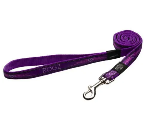 Удлиненный поводок Rogz Fancy Dress Purple Chrome XL 25 мм/1,8 м