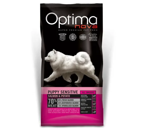 Optimanova Puppy Sensitive (Лосось и картофель), 2 кг срок до 28.07.2026 г
