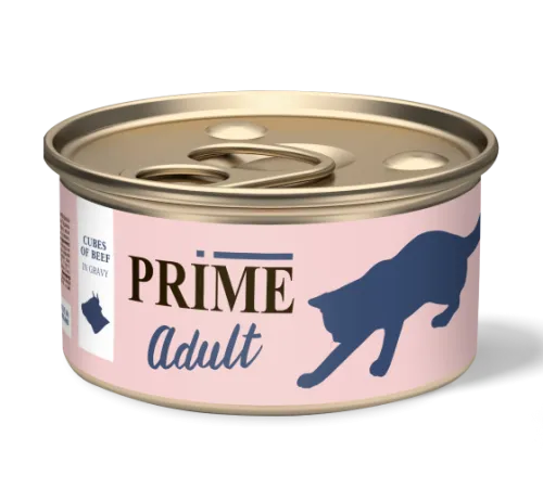 Prime Adult Консервы (Кусочки говядины в соусе) для кошек, 75 г