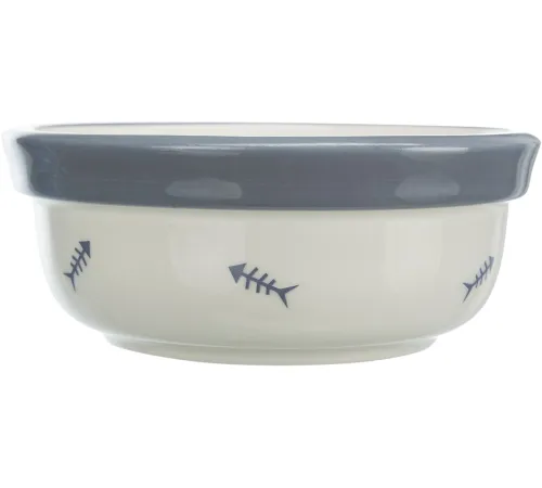 Trixie Миска для кошек с рисунком, белый/серо-голубой, 0,3 л/⌀ 12 см