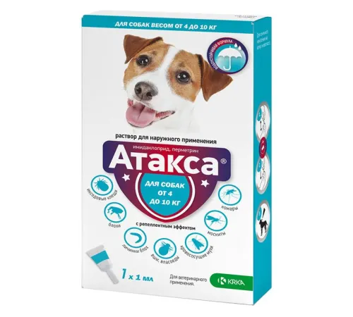 KRKA Капли АТАКСА для собак от 4 до 10 кг, 1х1 мл