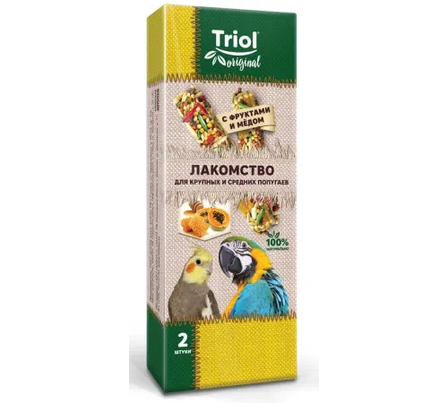 Triol Original Лакомство для попугаев с фруктами и мёдом 2 х 55 г