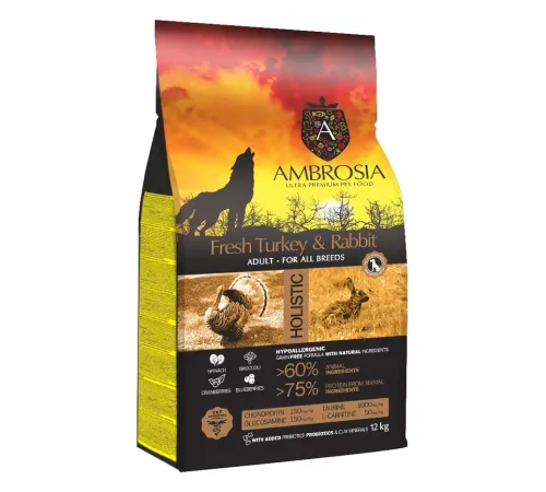 AMBROSIA Adult All Breeds (Индейка, кролик), 12 кг