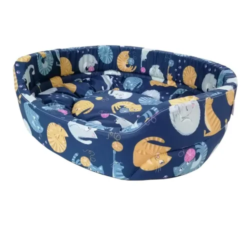 Happy Friends Лежанка овальная Кошки №1, 53х45х12 см