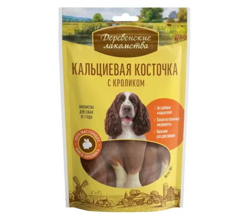 Деревенские лакомства Кальциевая косточка с кроликом, 90 г