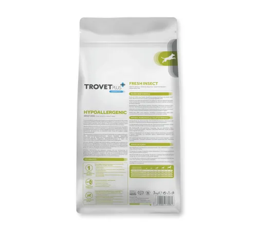 Trovet Plus Adult Dog Hypoallergenic (Насекомые), 3 кг
