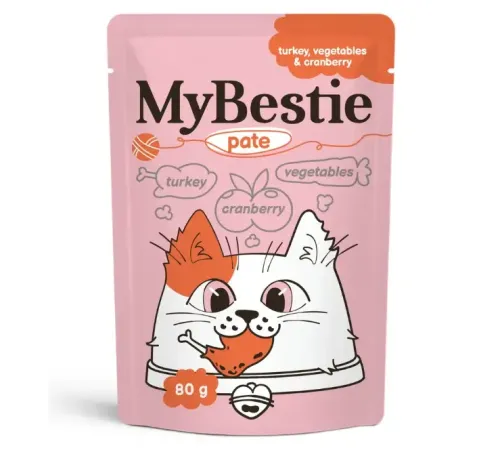 MyBestie Паштет для кошек (Индейка, овощи и клюква), 80 г