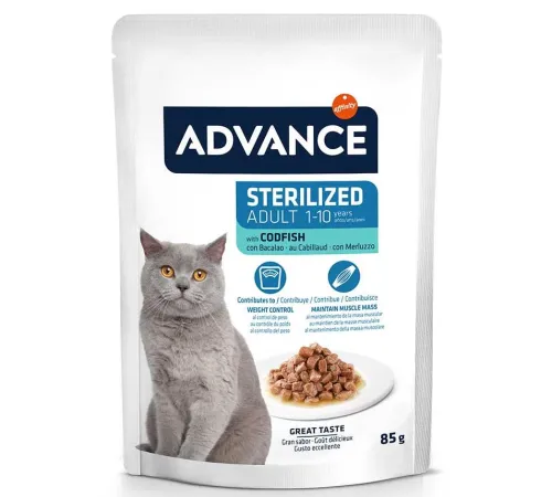 Advance Sterilized Пауч Кусочки трески в соусе, 85 г