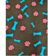 ProFleece Коврик меховой Лапки Косточки 1х1,6 м, черный/бирюзовый/вишневый
