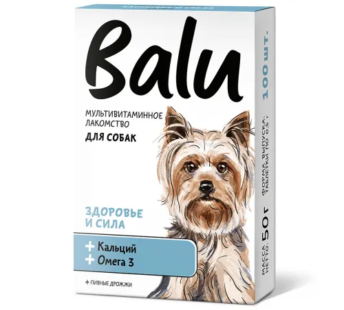 BALU Здоровье и сила Лакомство мультивитаминное для собак, 100 таб