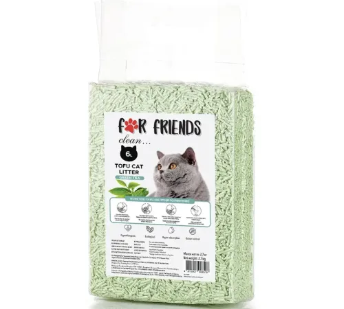 For Friends Наполнитель Tofu Green tea, 6 л