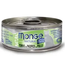 Monge Cat Natural Консервы из тихоокеанского тунца с курицей, 80 г