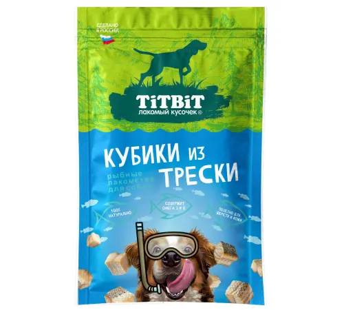 ТИТБИТ Кубики из трески для собак, 80 г