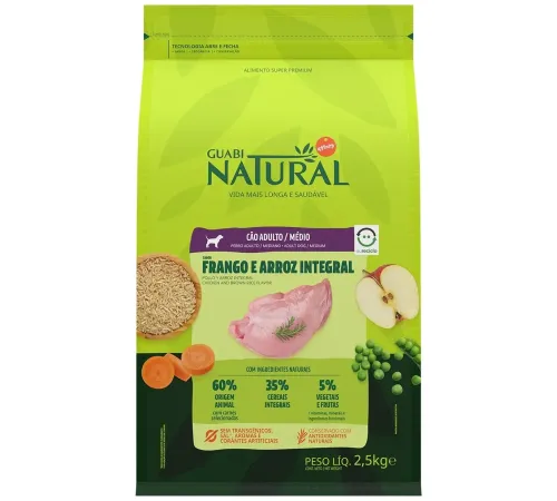Guabi Natural Dog Adult Medium (Цыпленок, рис), 2,5 кг