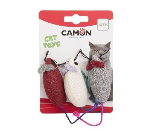 CAMON Мыши разноцветные джутовые 3 шт/уп, 6,5 см