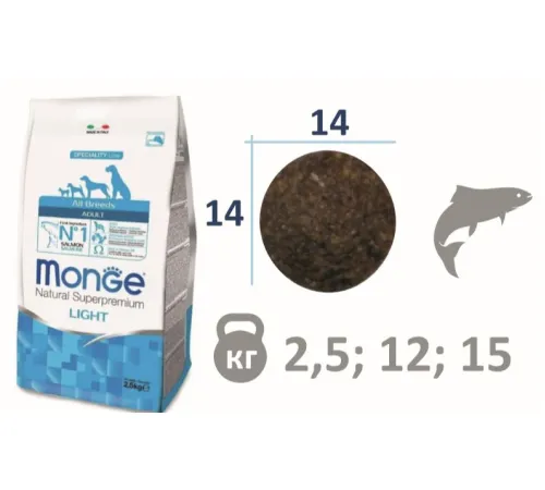 Monge Dog Speciality All Breeds Light (Лосось, рис) 2,5 кг