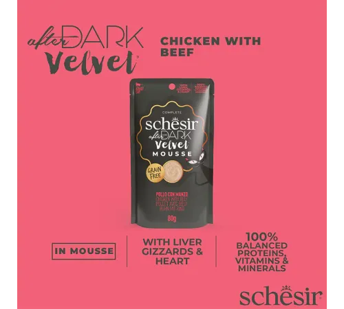 Schesir After Dark Velvet Mousse (Курица, говядина), 80 г