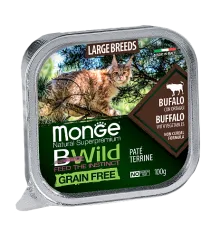 Monge Консервы BWild GF Cat Large Breeds (Буйвол, овощи), 100 г