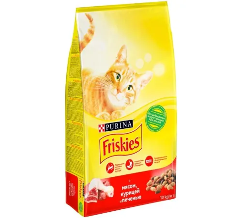 Friskies для кошек (Мясо, курица и печень) 10 кг
