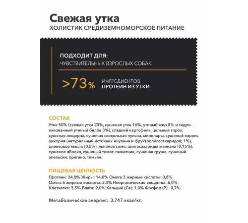 AMBROSIA Mediterranean Adult All Breeds (Утка), 1,5 кг