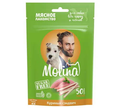 Molina Лакомство для собак Куриный сэндвич, 50 г