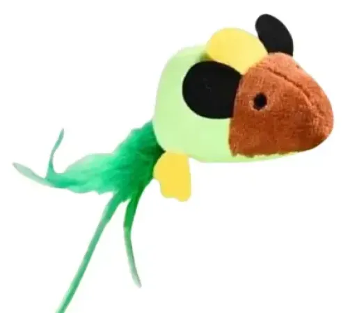 PetStar Игрушка для кошек Мышь с перьями и мятой, 20 x 6,8 cм