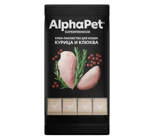 AlphaPet Superpremium Крем-лакомство с курицей и клюквой, 48 г