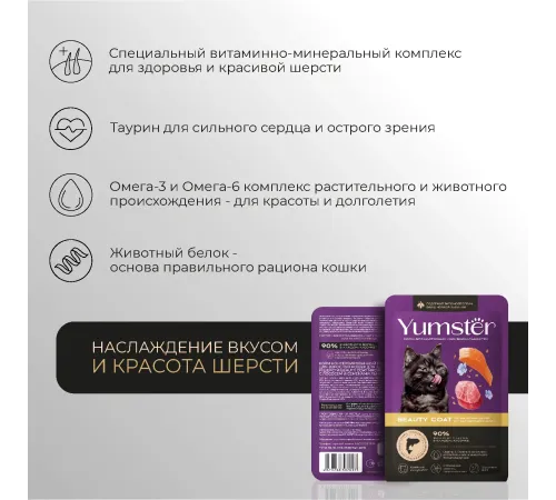 Yumster Beauty Coat Cat (Лосось со льном в соусе), 85 г