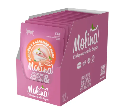 Molina Пауч для кошек (Цыпленок и кальмар в желе), 70 г