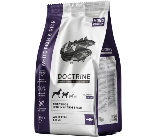 Doctrine Adult Medium&Large (Белая рыба, рис), 800 г