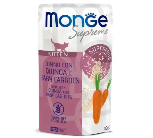 Monge Supreme Kitten Пауч из тунца с киноа и мини-морковью, 80 г