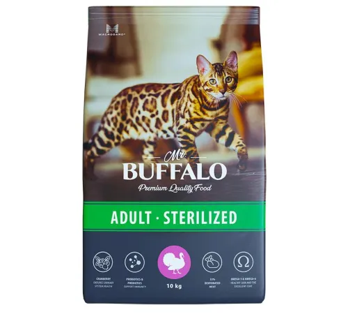 Mr. Buffalo Cat Sterilised (Индейка), 10 кг