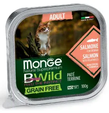 Monge Консервы BWild GF Adult Cat (Лосось, овощи), 100 гр